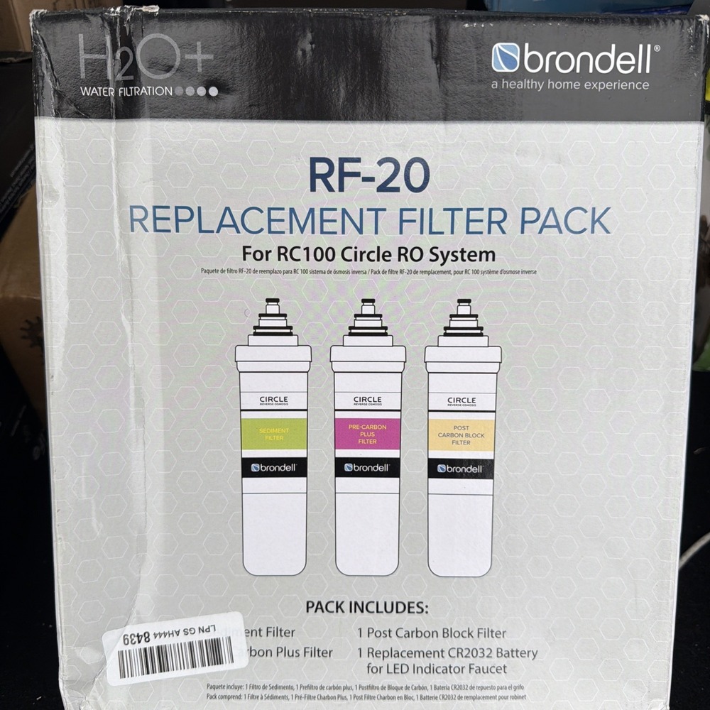 Brondell RF-20 Replacement Filter Pack For RC100  System 3 Filters New Open Box